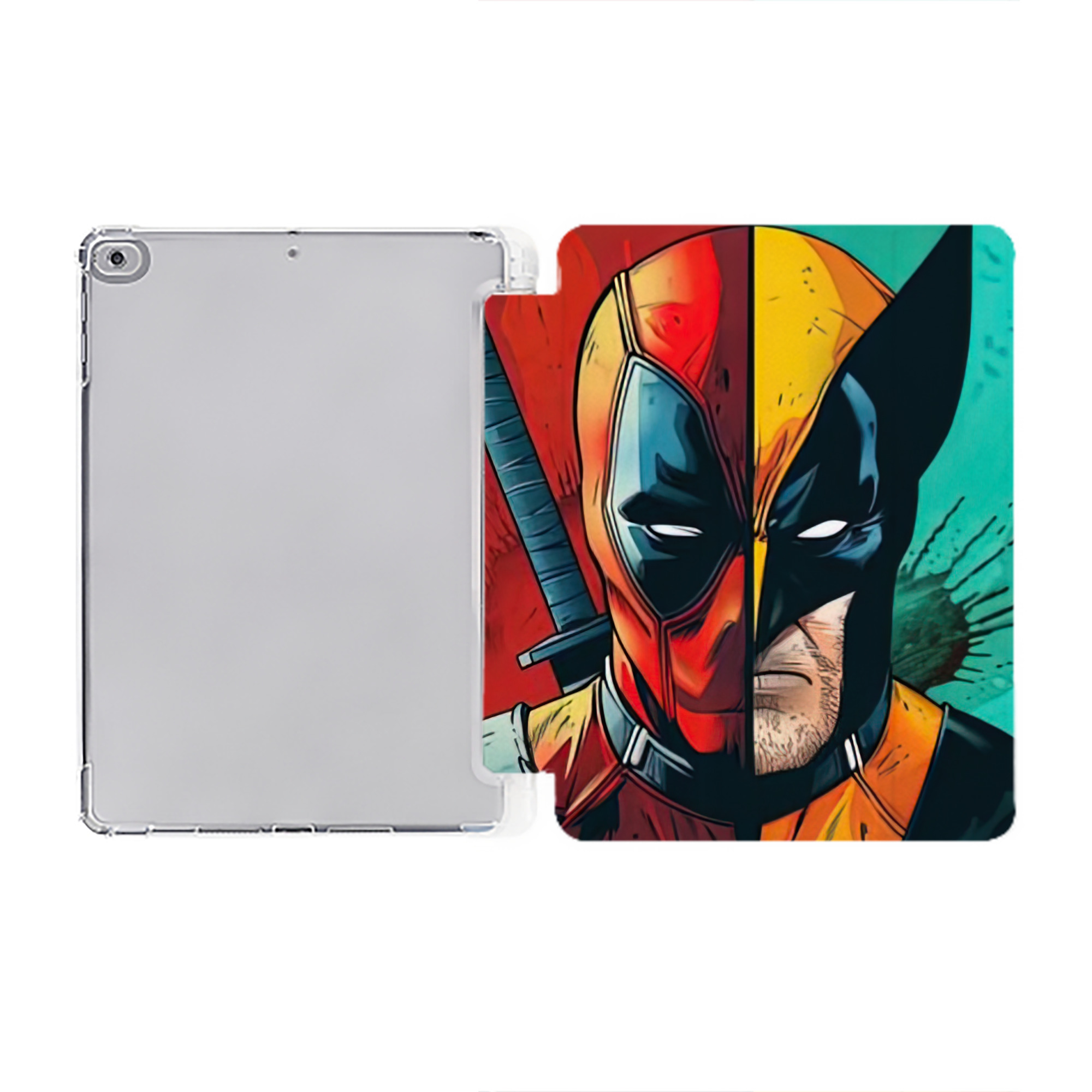 （画像用） Deadpool デッドプール IPad ケース ペン収納付き 三つ折りスタンド PUレザー×シリコン 対応機種9.5/10.5/10.9インチ